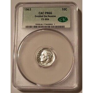 1963 Roosevelt Dime DDR FS-804 Proof PR66 CACG
